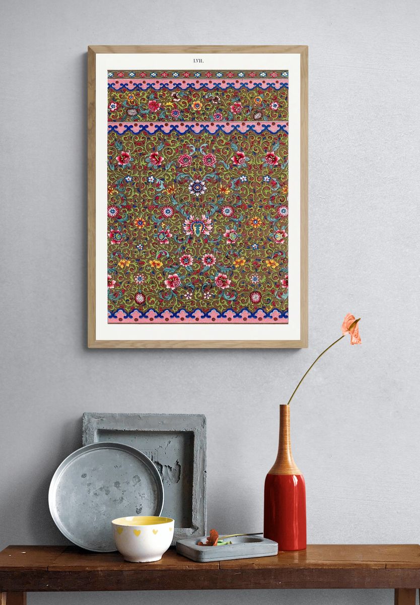 Floral Paisley Pattern Vintage Print. — room view 3