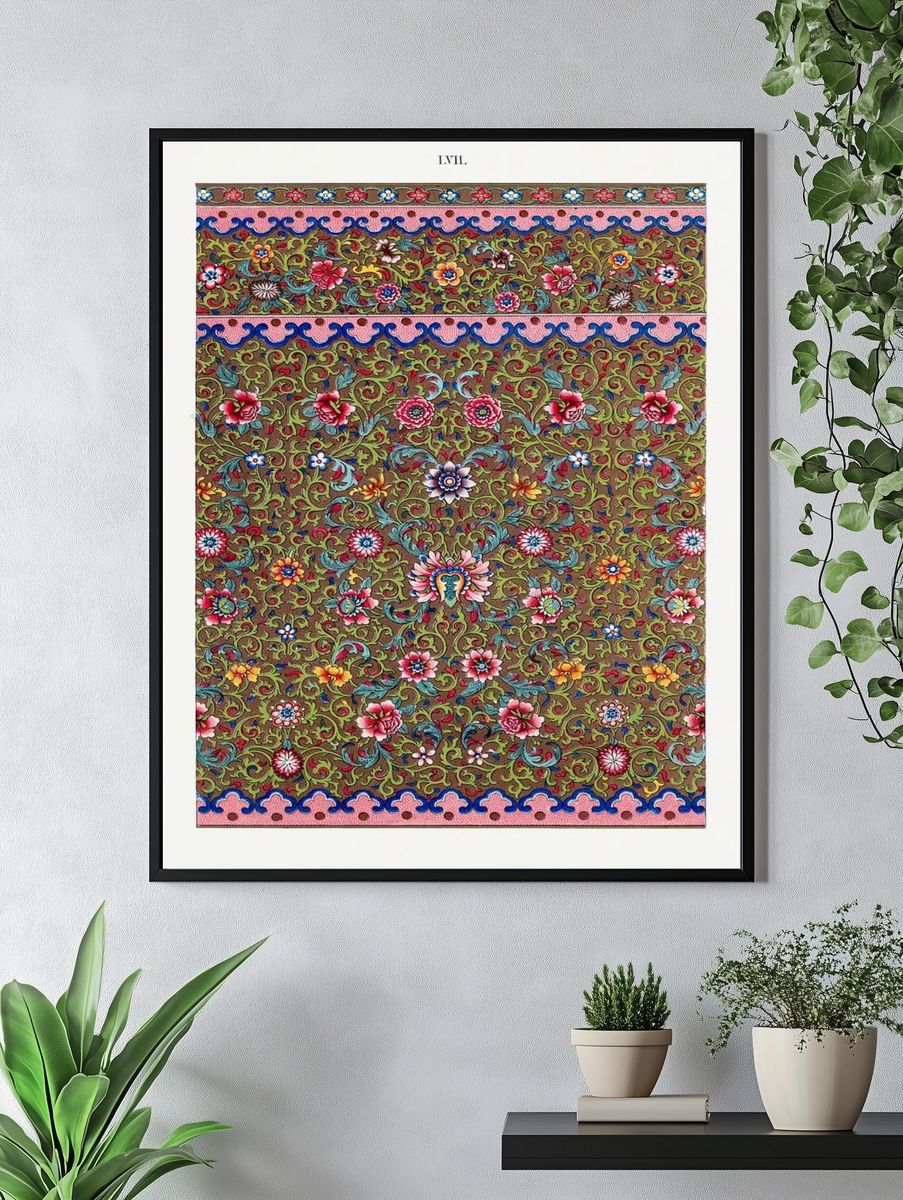 Floral Paisley Pattern Vintage Print. — room view 4