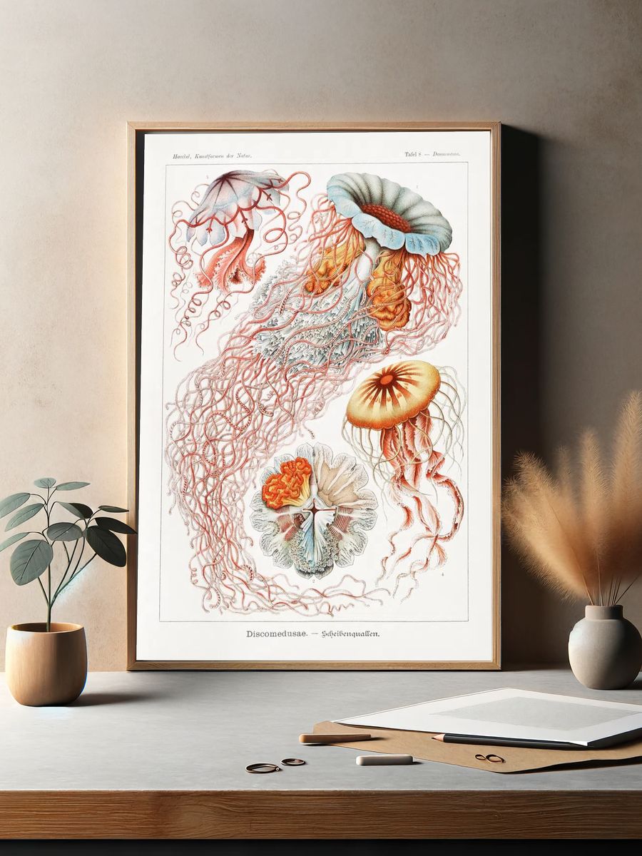 Vintage Jellyfish Study Poster. — room view 2