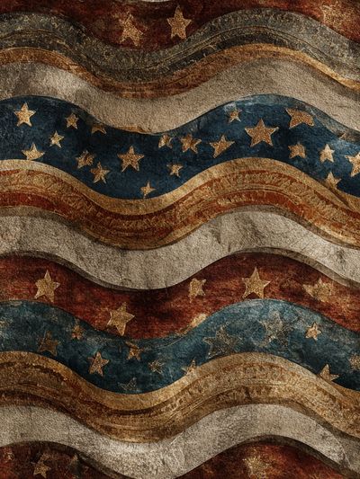 Patriotic Wavy Stars Vintage Print
