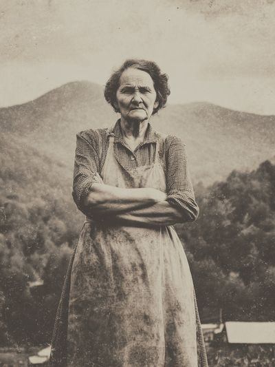 Vintage Farm Woman Portrait Print. poster