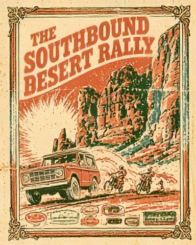 Southbound Desert Rally Vintage Poster. poster detail
