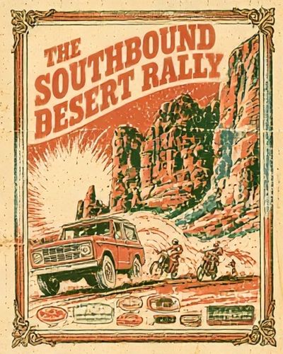 Southbound Desert Rally Vintage Poster.