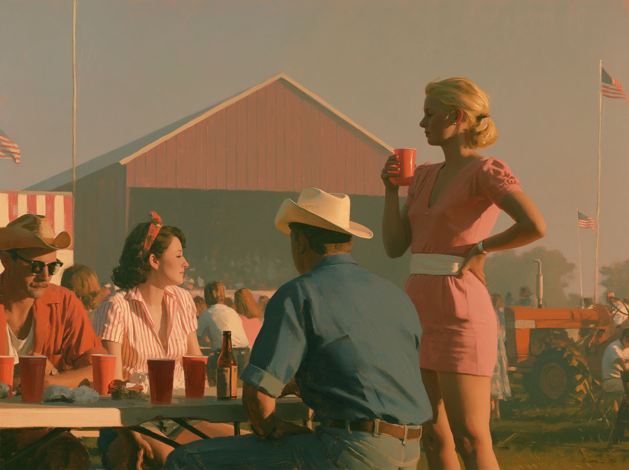 County Fair Gathering Vintage Poster. poster detail