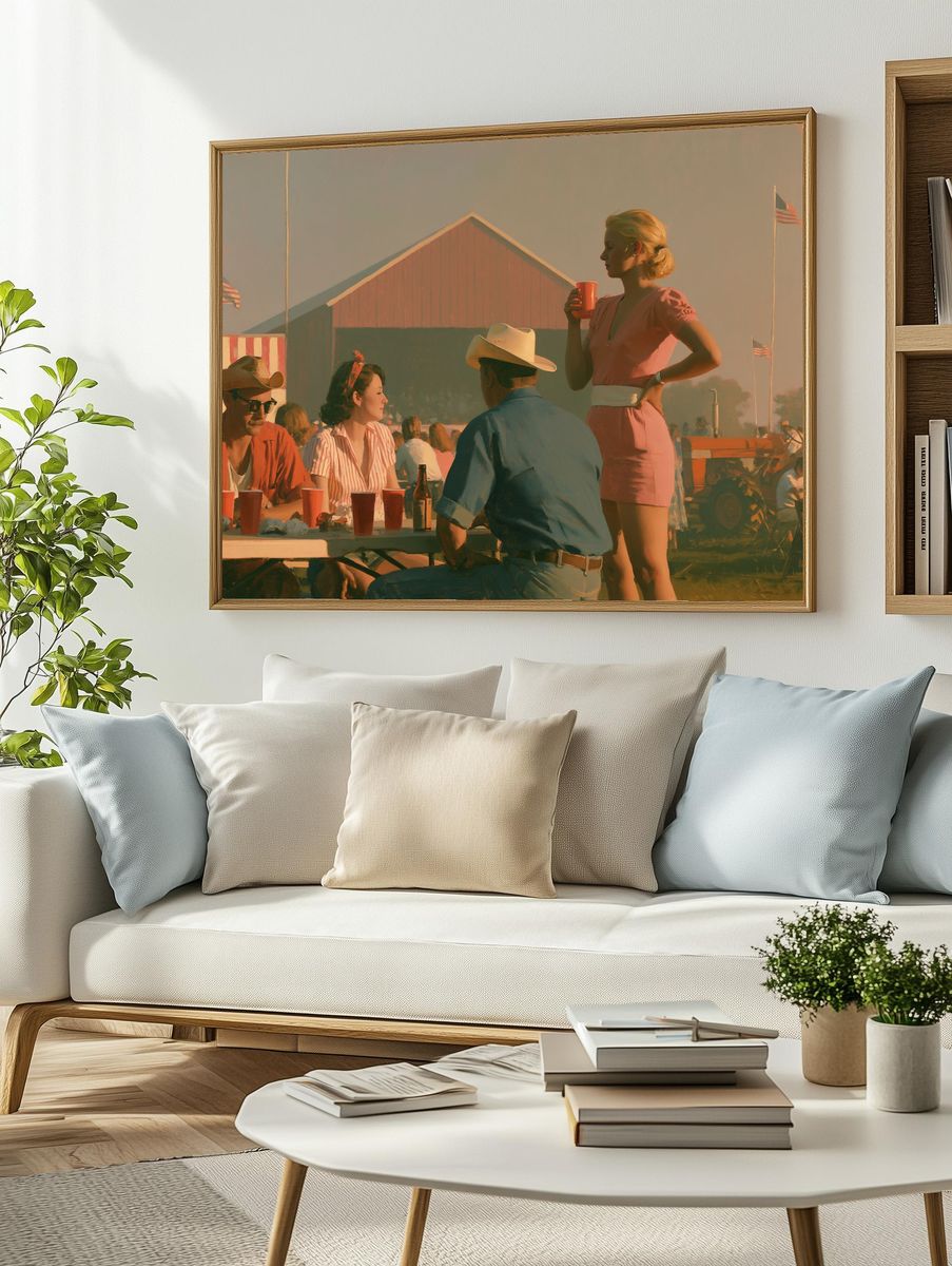 County Fair Gathering Vintage Poster. — room view 2