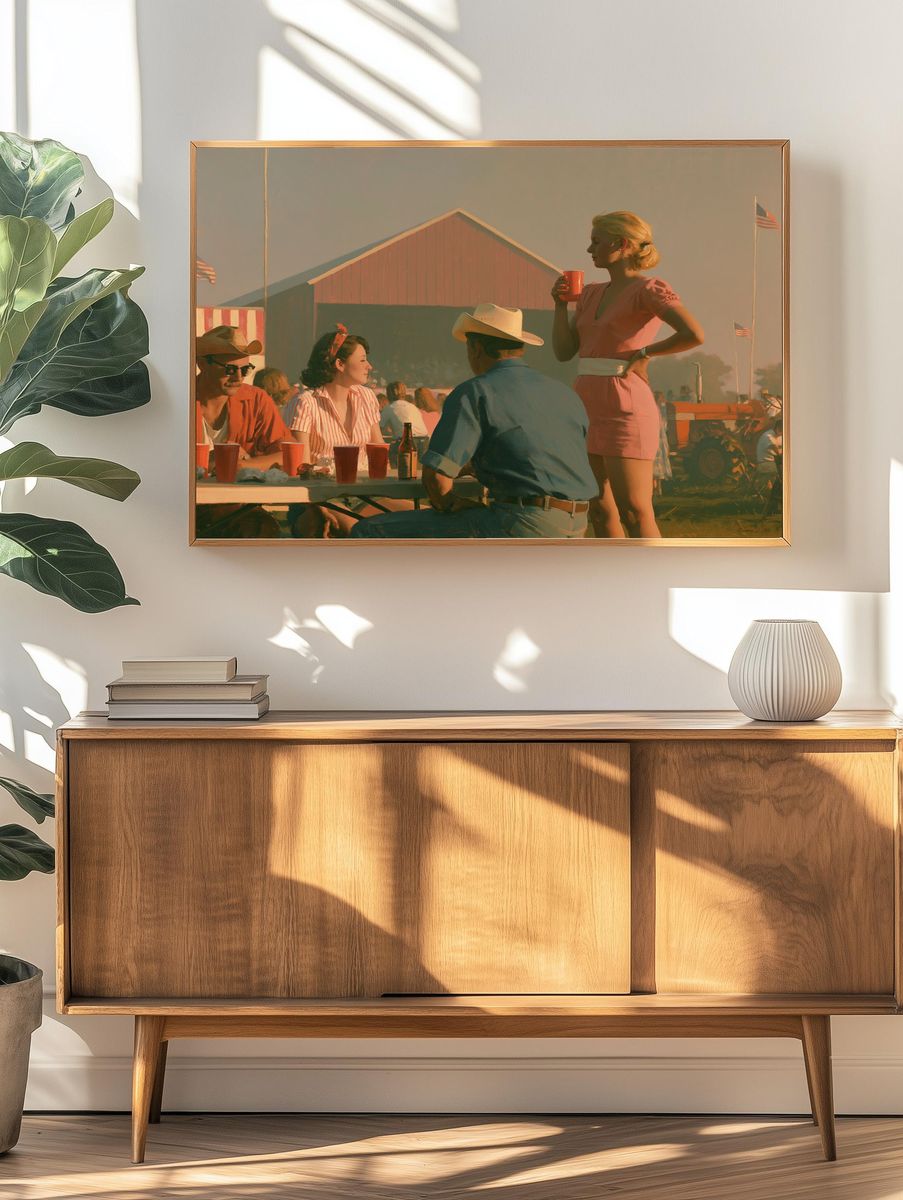 County Fair Gathering Vintage Poster. — room view 3