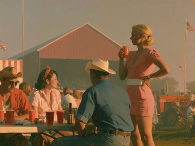 County Fair Gathering Vintage Poster.