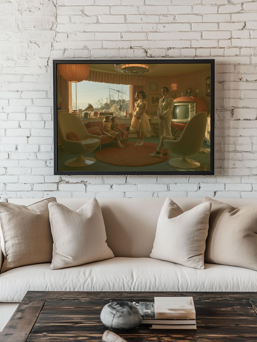 Retro Family Living Room Poster. room preview