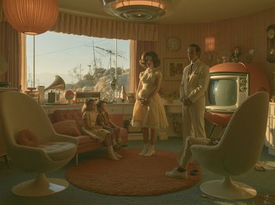 Retro Family Living Room Poster. poster