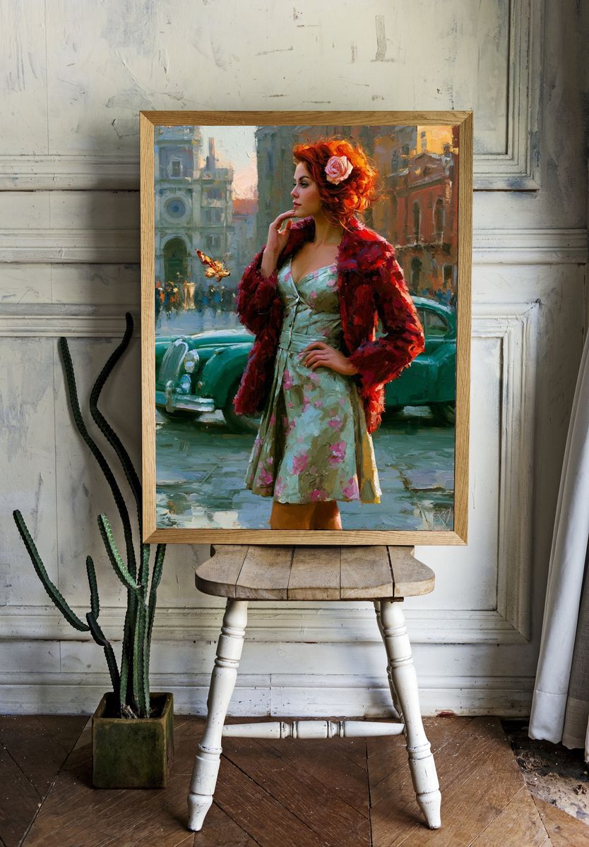 Vintage Street Portrait Print. — room view 1