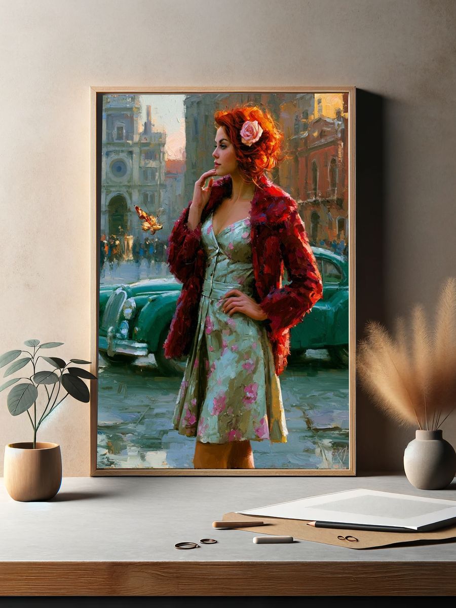 Vintage Street Portrait Print. — room view 2