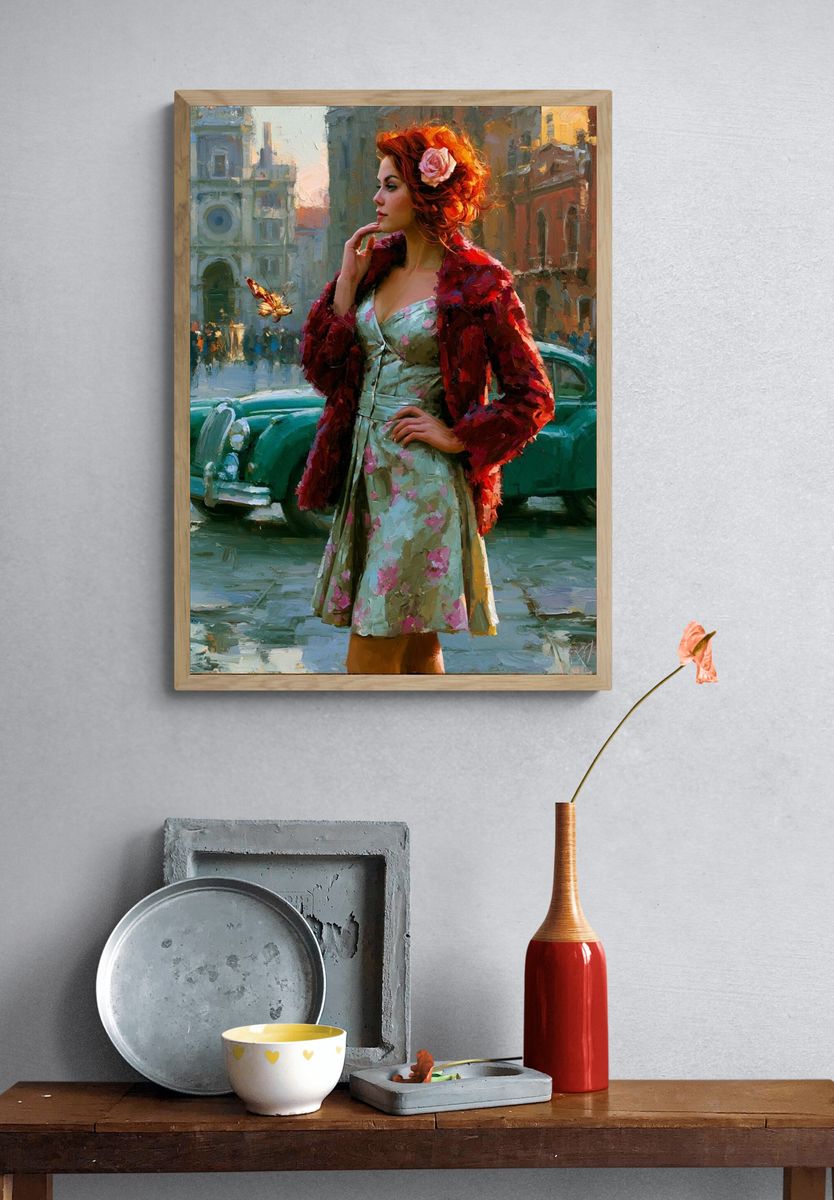 Vintage Street Portrait Print. — room view 3