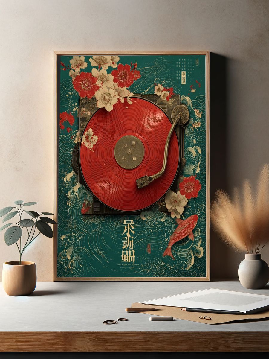 Koi Turntable Vintage Print. — room view 2