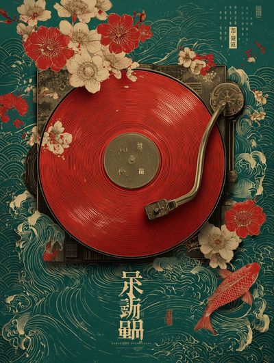Koi Turntable Vintage Print.