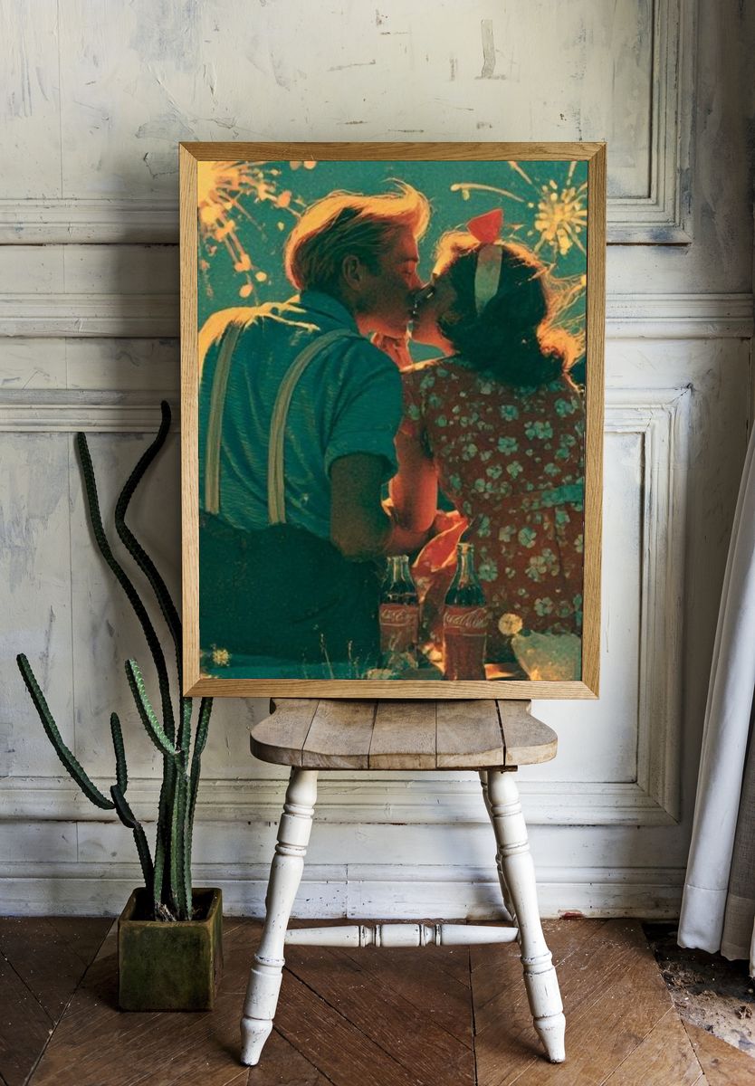 Fireworks Kiss Vintage Poster. — room view 1