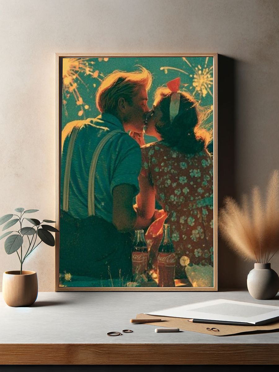 Fireworks Kiss Vintage Poster. — room view 2