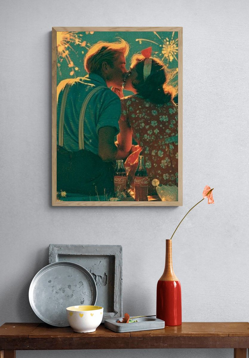 Fireworks Kiss Vintage Poster. — room view 3