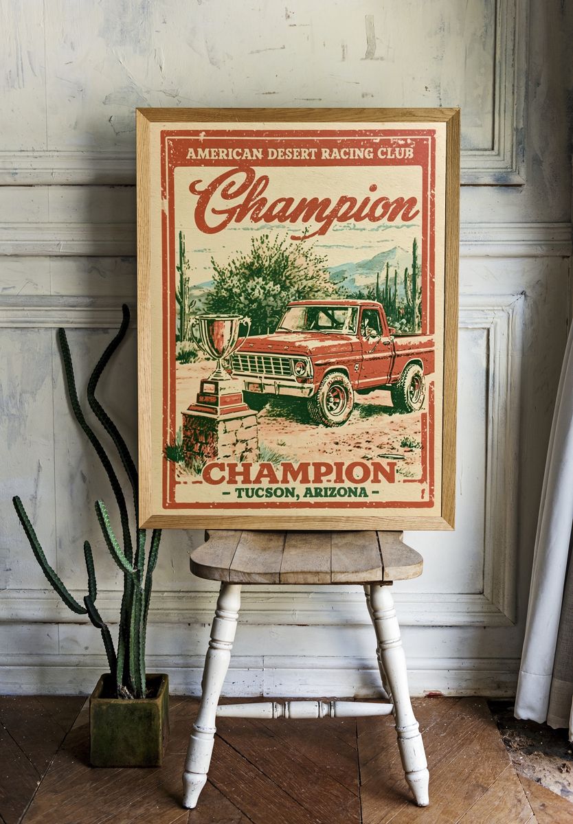 Champion Desert Racing Vintage Poster. room preview