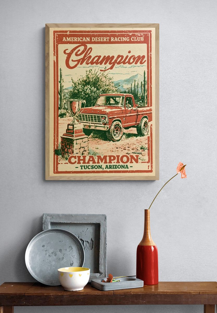 Champion Desert Racing Vintage Poster. — room view 3