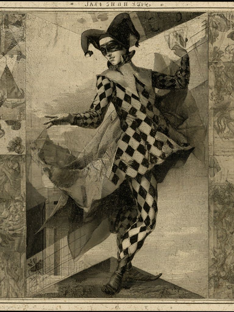 Harlequin Jester Vintage Print. poster — vintage art