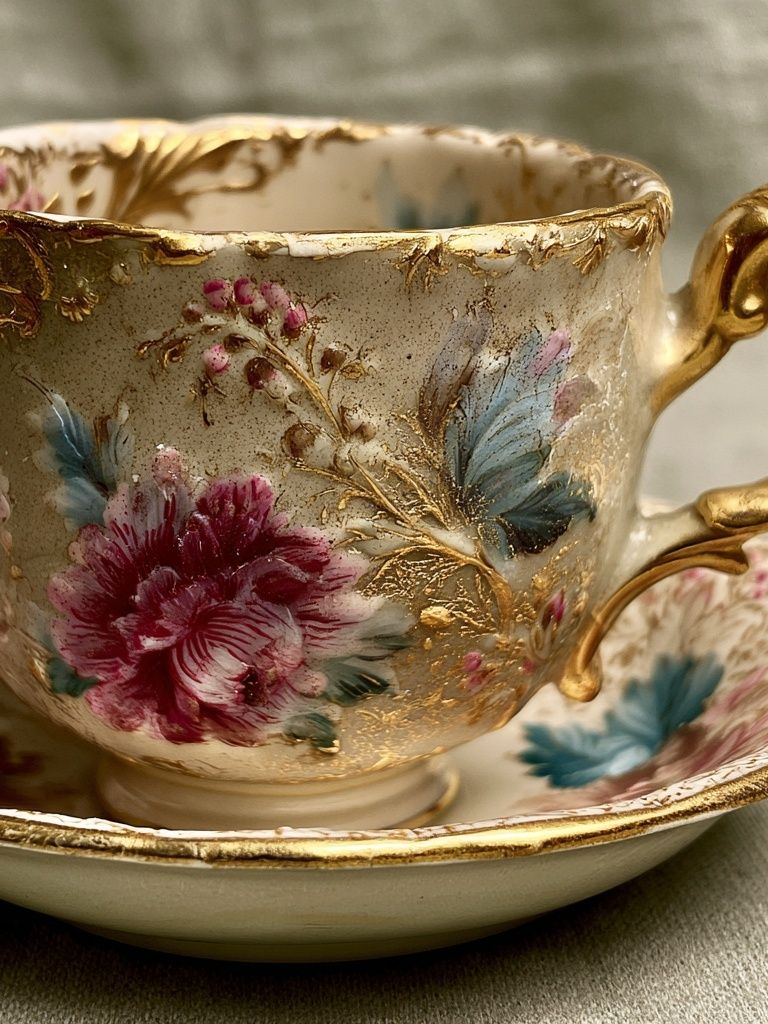 Vintage Floral Teacup Print. poster detail