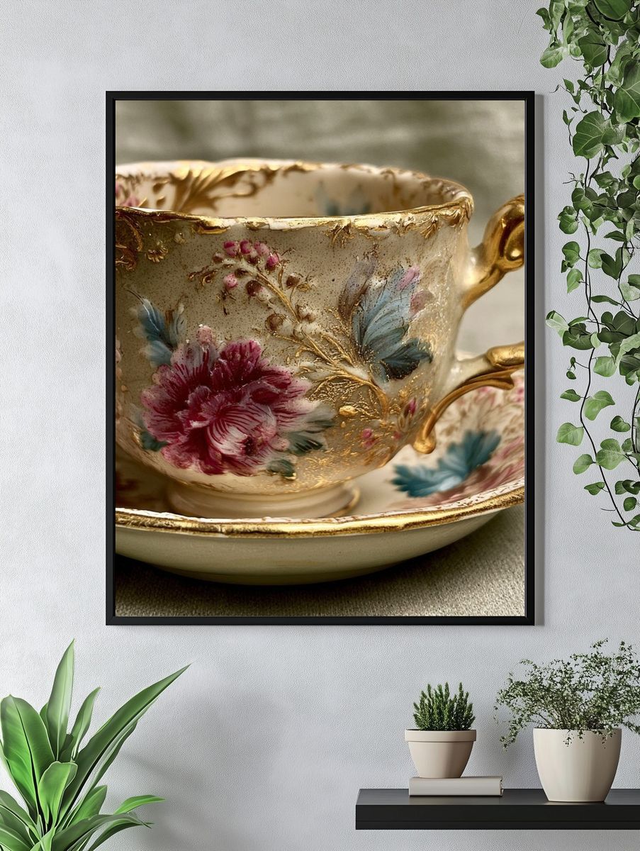 Vintage Floral Teacup Print. — room view 4