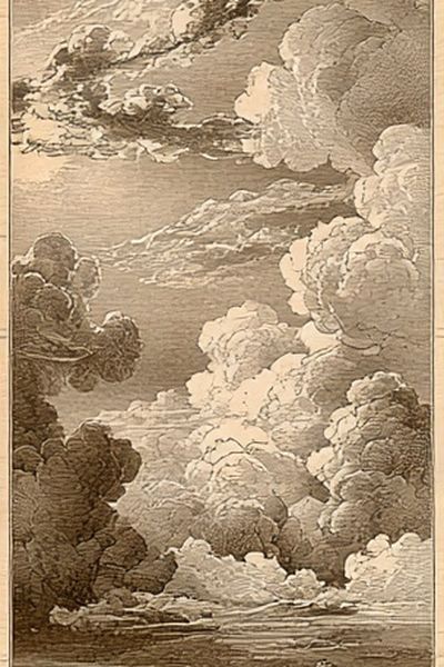 Sepia Cloudscape Vintage Print.