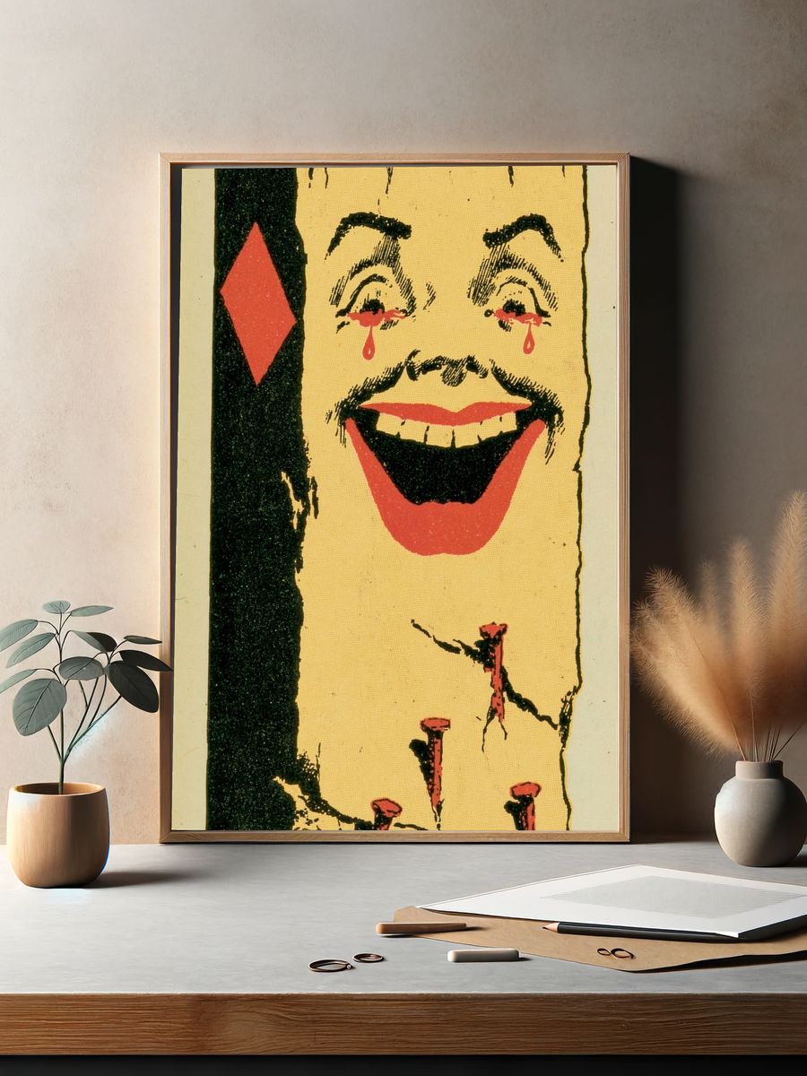 Surreal Smiling Face Vintage Print. — room view 2