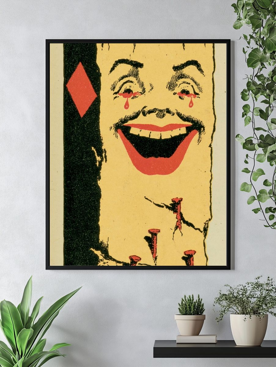 Surreal Smiling Face Vintage Print. — room view 4