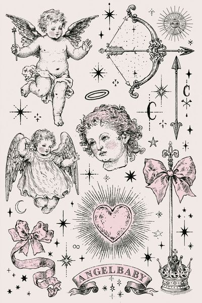 Cherub Angel Baby Vintage Print. poster