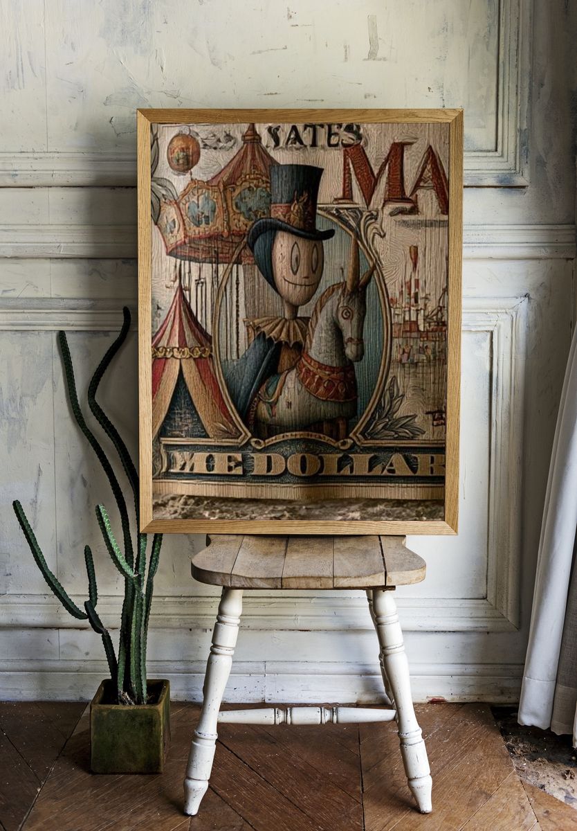 Vintage Circus Carousel Poster. room preview