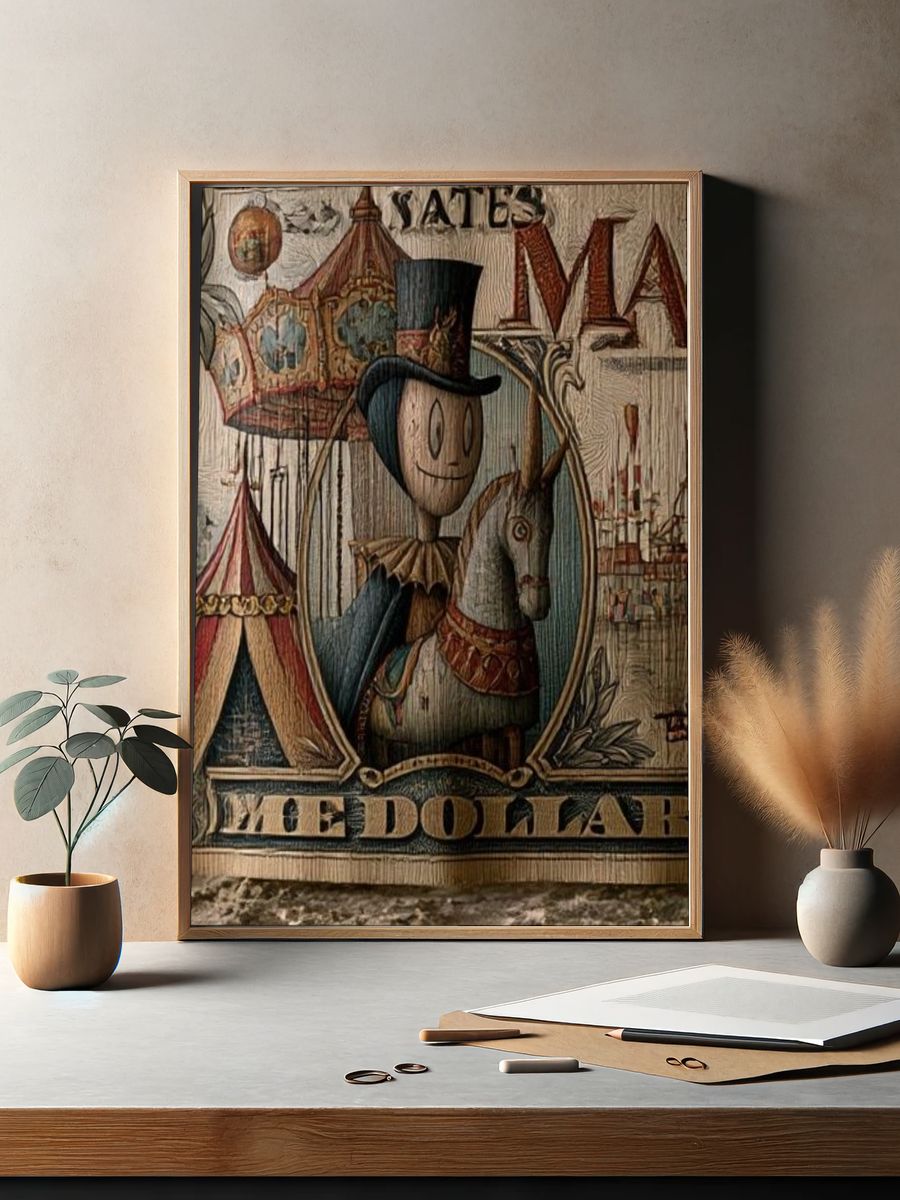 Vintage Circus Carousel Poster. — room view 2