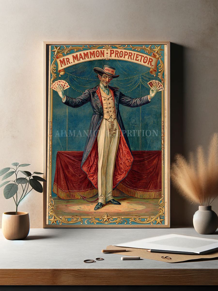 Mr. Mammon Proprietor Vintage Poster. — room view 2