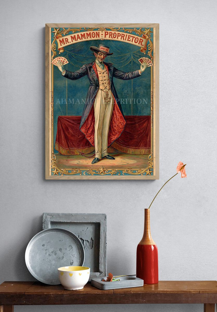 Mr. Mammon Proprietor Vintage Poster. — room view 3