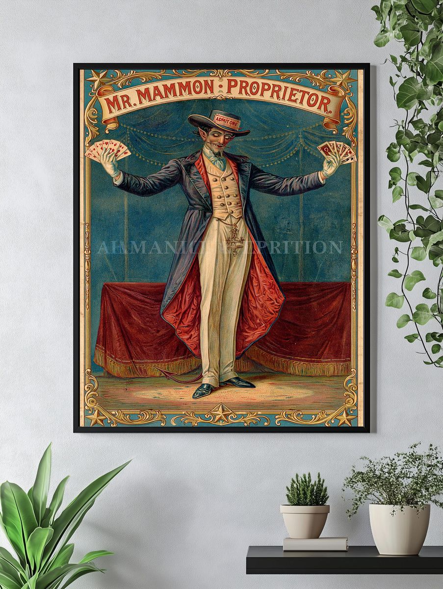 Mr. Mammon Proprietor Vintage Poster. — room view 4