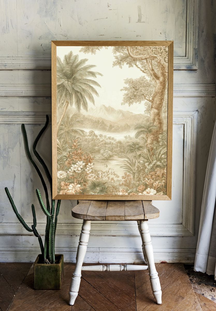 Tropical Garden Landscape Vintage Print room preview