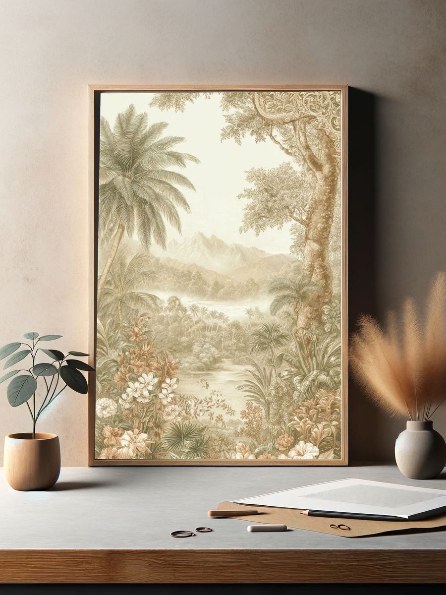 Tropical Garden Landscape Vintage Print. — room view 2