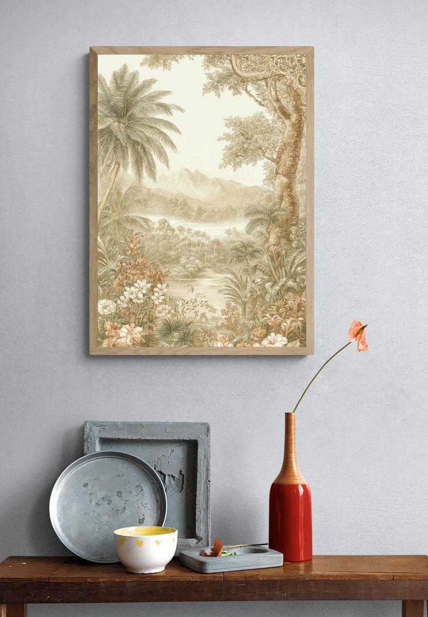 Tropical Garden Landscape Vintage Print. — room view 3