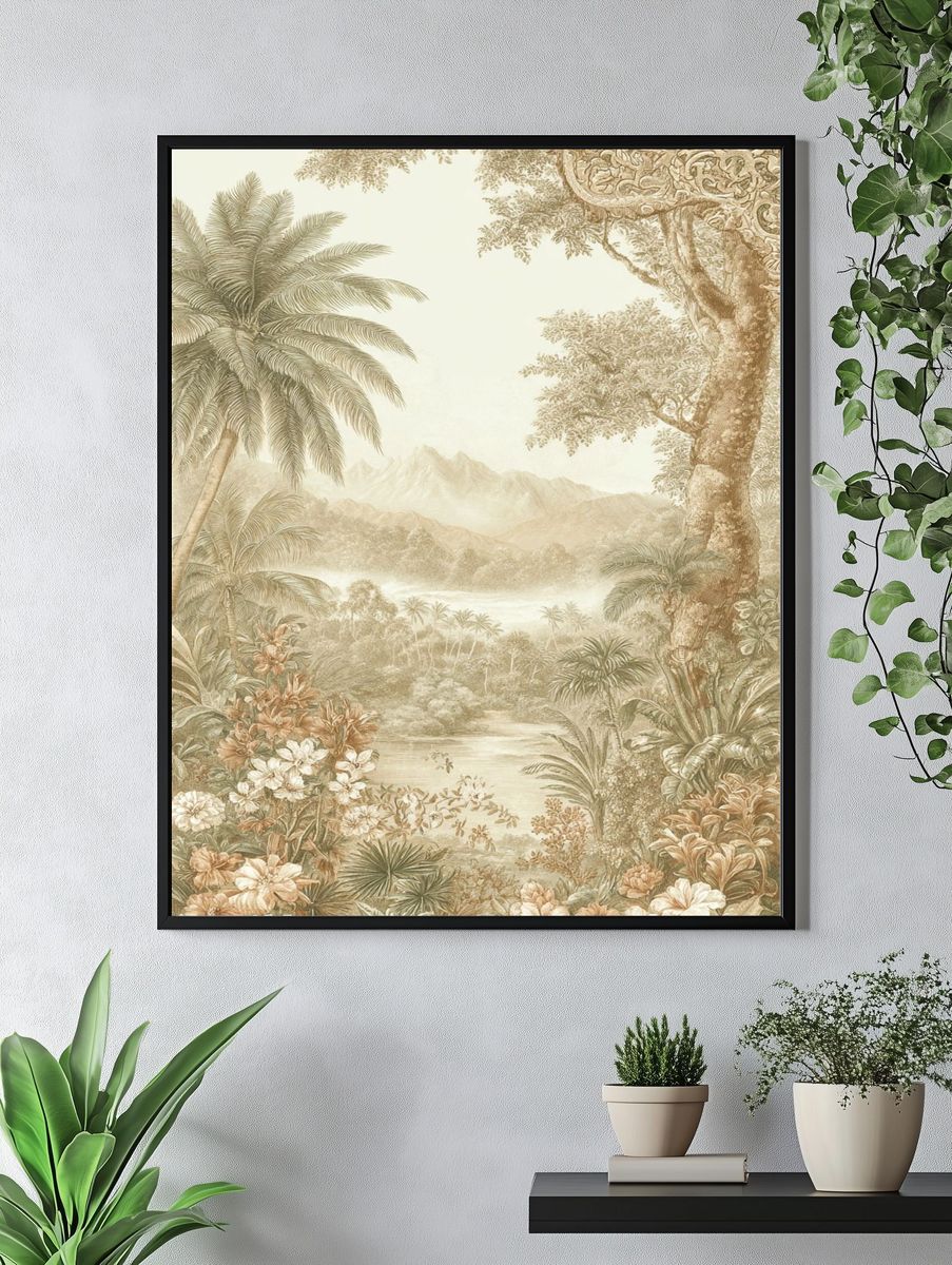 Tropical Garden Landscape Vintage Print. — room view 4