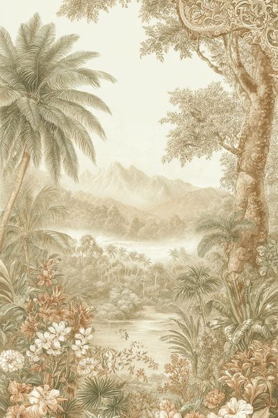 Tropical Garden Landscape Vintage Print