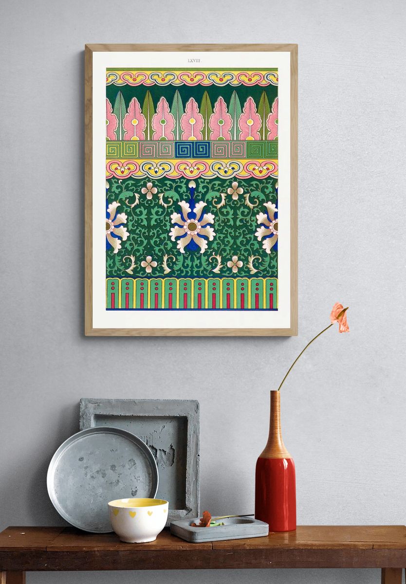 Ornamental Floral Pattern Vintage Print. — room view 3