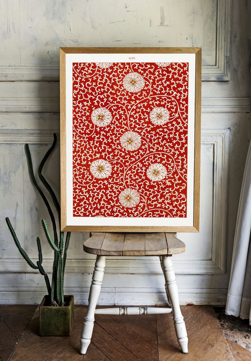 Red floral pattern, Examples Chinese. room preview