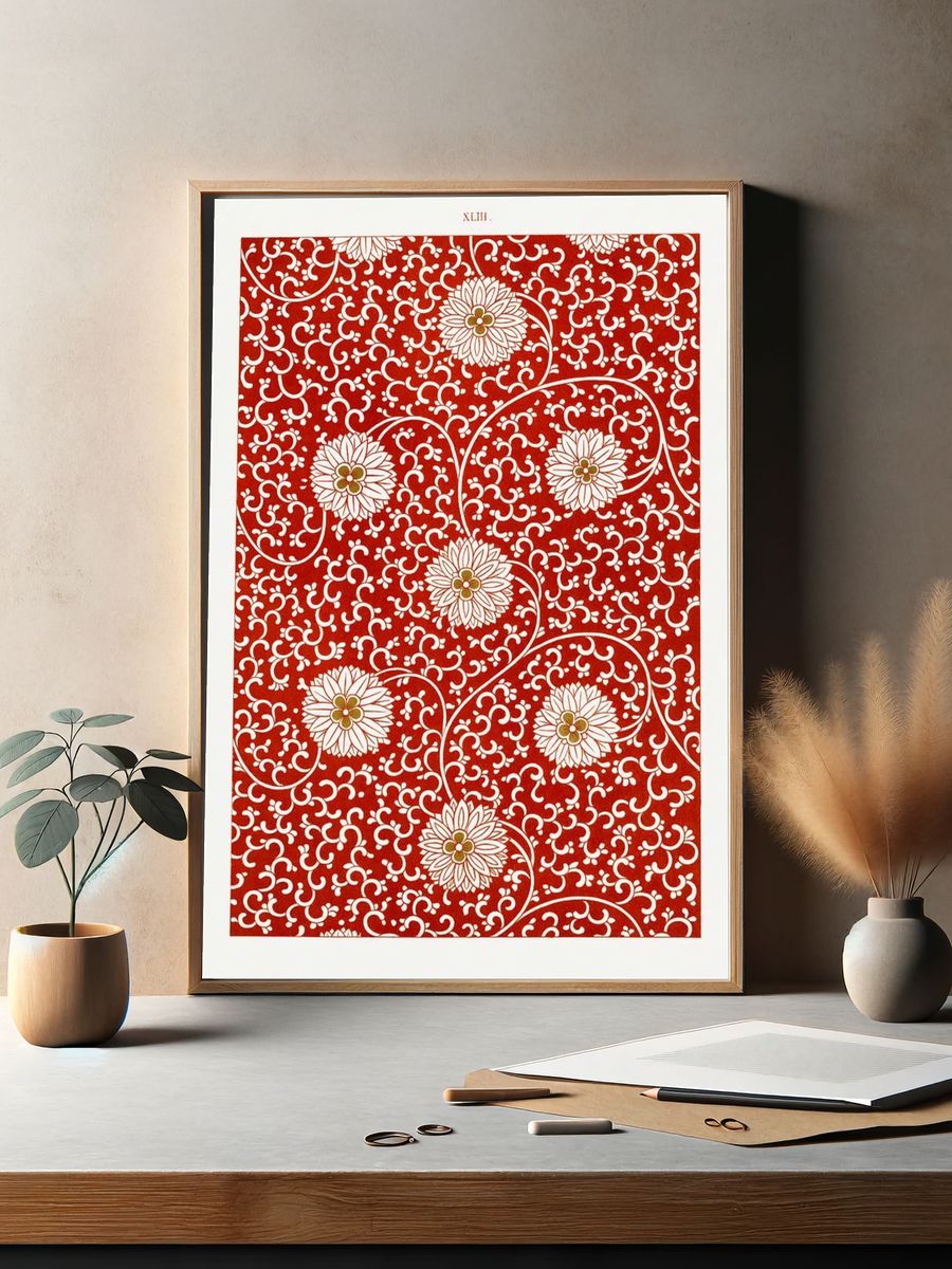 Red floral pattern, Examples Chinese. — room view 2