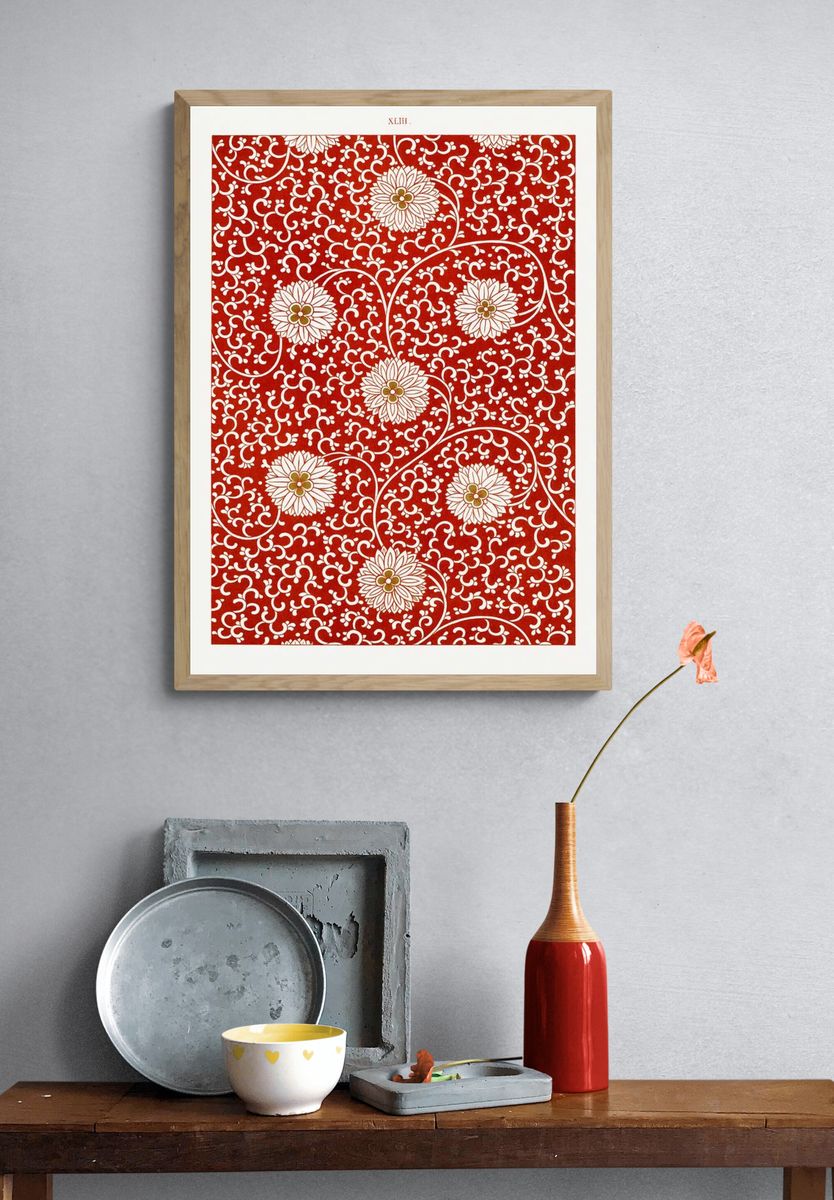 Red floral pattern, Examples Chinese. — room view 3