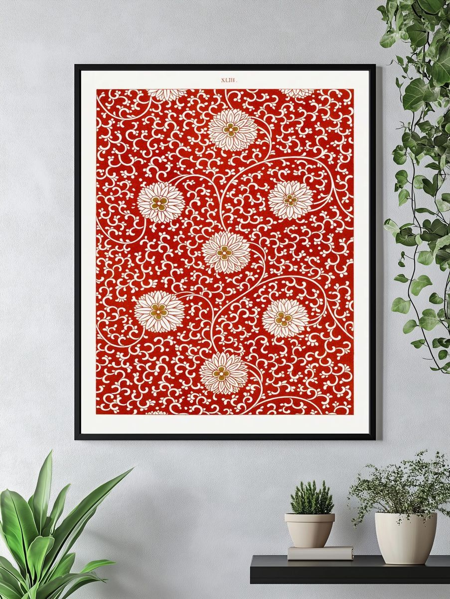 Red floral pattern, Examples Chinese. — room view 4