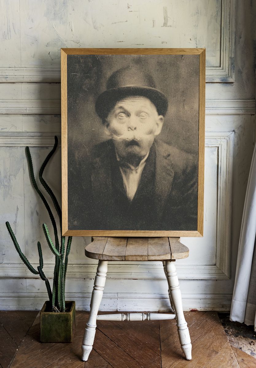 Surprised Gentleman Vintage Portrait Print. — room view 1