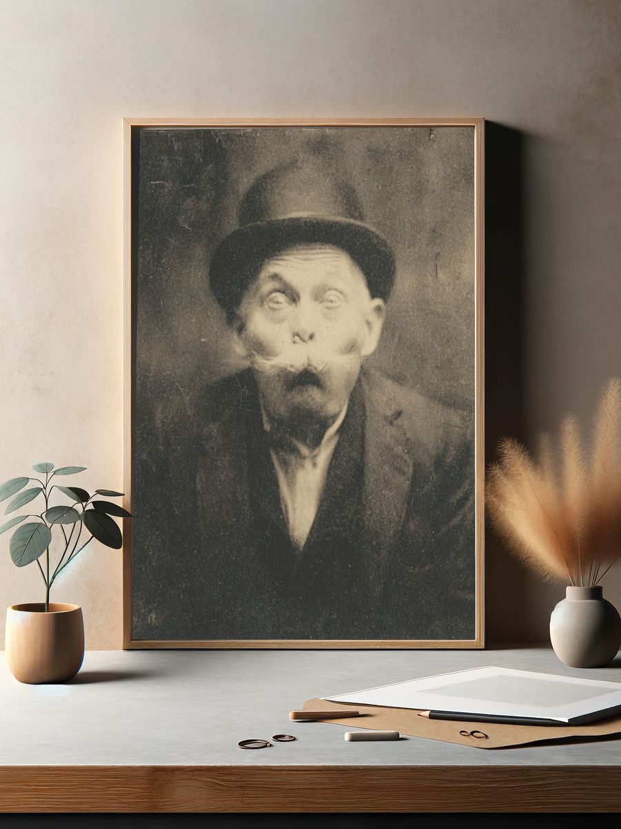 Surprised Gentleman Vintage Portrait Print. — room view 2