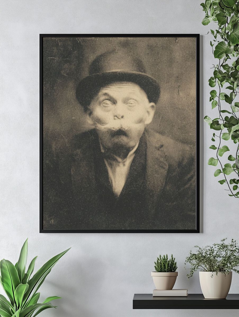 Surprised Gentleman Vintage Portrait Print. — room view 4