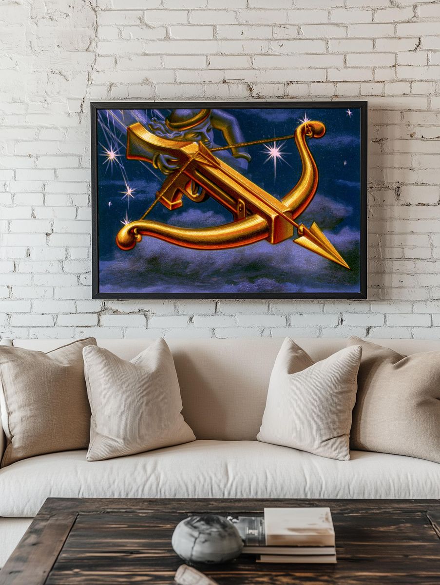 Golden Sagittarius Zodiac Poster. — room view 1