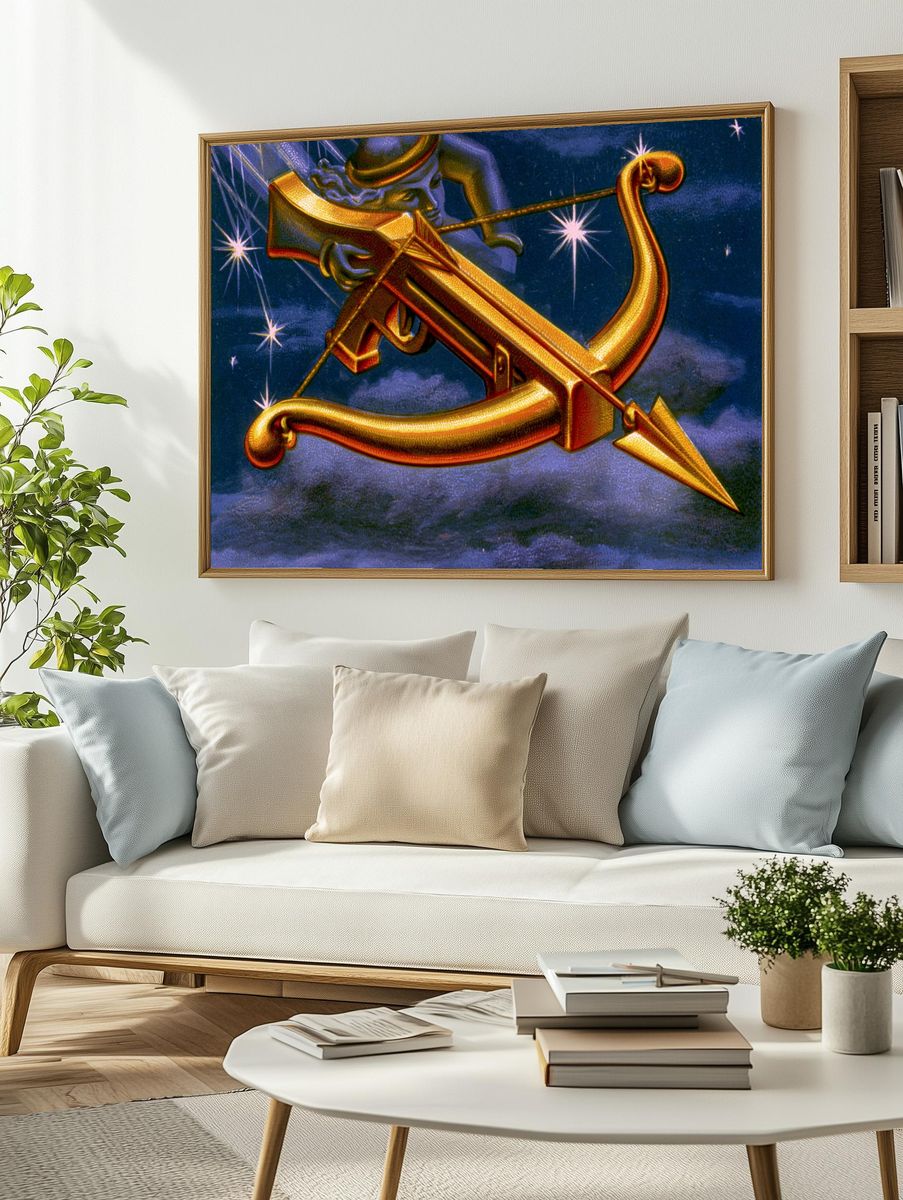 Golden Sagittarius Zodiac Poster. — room view 2